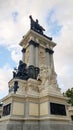 Low angle of the famous Equestrian statue of Alfonso XII of Spain in Retiro Park in Madrid Royalty Free Stock Photo