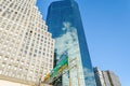 Low Angle of Financial District Futuristic Buildings on a Sunny Day in Lower Manhattan, New York City, USA Royalty Free Stock Photo