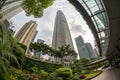 Low angle fish-eye shot of Singapore skyscraper Royalty Free Stock Photo