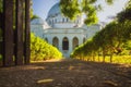 Low angle front view to Peace Memorial Museum, Beit el Amani, during sunset. Stone Town, Zanzibar, Tanzania Royalty Free Stock Photo