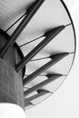 Low angle grayscale shot of a Modern spiral architecture Portland Towers in Copenhagen Denmark