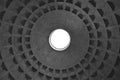 Low angle greyscale shot of the Pantheon ceiling in Rome, Italy