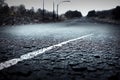 Low angle of horror spooky country road or asphalt urban highway going into the distance atmospheric nightmare mood