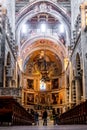 Low angle interior view of Pisa cathedral, on Piazza dei Miracoli, Pisa, Tuscany, Italy