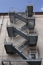Low angle of a metallic outdoor staircase of a building in Kaiserslautern, Germany