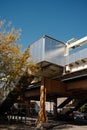 Low angle of an outdoors escalator captured in an urban area Royalty Free Stock Photo