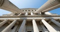 Low Angle View of Classical Architecture with Large Stone Columns Royalty Free Stock Photo