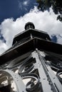 Low angle of Petrin Lookout Tower on Petrin hill in Prague, Czech Republic Royalty Free Stock Photo