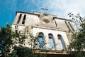 Low angle photo of ruins of abandoned catholic church