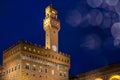 Low-angle of Piazza della Signoria against night sky, Florence, Italy Royalty Free Stock Photo