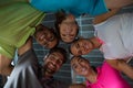 Portrait of smiling volleyball players huddling