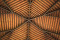 Low angle roof pavilion in the park.