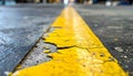 Worn Yellow Safety Line on an Industrial Concrete Floor Royalty Free Stock Photo
