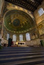 Low angle shot of the altar and apse of the Basilica of Sant Apollinare in Classe, Ravenna, Italy