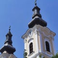 Low angle shot of the amazing Roman Catholic Church of the Assumption in Miskolc, Hungary