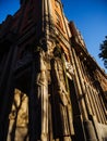 Low angle shot of an architectural stone building in Mairie de Lille City Centre, vertical shot