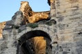 Low angle shot of an archway in an ancient roman amphitheater in Colline park, Orange, France