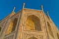 Low angle shot of the beautiful arched entrance walls of the Taj Mahal in Agra, India