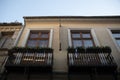 Low angle shot of a beautiful building facade with balconies Royalty Free Stock Photo