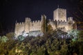 Low angle shot of the beautiful Castle of Almourol in Portugal at night Royalty Free Stock Photo