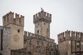 Low angle shot of a beautiful Rocca Scaligera Castle in Sirmione, Italy Royalty Free Stock Photo