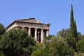 Low angle shot of the beautiful Temple of Hephaestus against a blue sky in ancient Athens, Greece Royalty Free Stock Photo