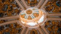 Low angle shot of the beautifully decorated ceiling of a cathedral Royalty Free Stock Photo