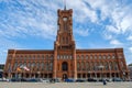 Low-angle shot of the berliner red city hallin Alexander Platz, Berlin