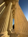 Low-angle shot of the big columns of the Supreme Court of the United States on a sunny day Royalty Free Stock Photo