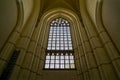 Low angle shot of a big old window in a cathedral in Doesburg, Netherlands