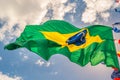 Brazilian Flag Waving Over Sky Royalty Free Stock Photo