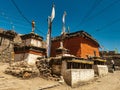 Low angle shot of a Buddhist monastery in Mustang village, Nepal Royalty Free Stock Photo