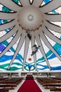 Low angle shot of the ceiling of The Cathedral of Brasilia in Brazil