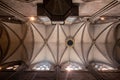 Low angle shot of the ceiling of the Freiburger Munster cathedral in Germany. Royalty Free Stock Photo