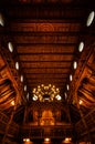 Low angle shot of chandeliers inside an old church