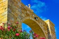 Low angle shot of church arch entrance on a beautiful day Royalty Free Stock Photo