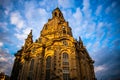 Low-angle shot of the Church of Our Lady against the cloudy blue sky Royalty Free Stock Photo