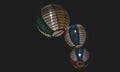 Low-angle shot of colorful paper lantern lights on the black background Royalty Free Stock Photo