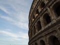Low angle shot of Colosseum at golden hour in Rome, Italy Royalty Free Stock Photo
