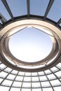 Low angle shot of the Dome of the Reichstag Building in Berlin, Germany Royalty Free Stock Photo