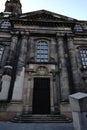 Low-angle shot of the entrance of the Holy Cross Church in Dresden, Germany