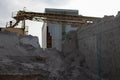 Low angle shot of extraction of marble with a crane