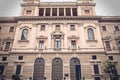 Low-angle shot of the facade of the building of Pontifical Gregorian University in Rome, Italy.