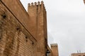 Low angle shot of the facade of the gothic style Palm Cathedral under the clouds