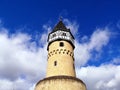 Low angle shot of the famous Bockenheimer Warte tower in Frankfurt, Germany