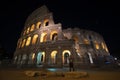 Low angle shot of a famous Colosseum in Rome, Italy at night Royalty Free Stock Photo