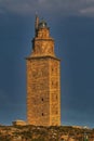 Low angle shot of the famous Tower of Hercules in Coruna, Spain Royalty Free Stock Photo