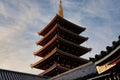 Low angle shot of a Five-Storied Pagoda in Tokyo, Japan Royalty Free Stock Photo