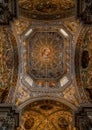 Low angle shot of the fresco ceiling of the church of Santa Maria Maggiore in Bergamo, Italy Royalty Free Stock Photo