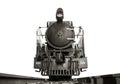 Low angle shot Front of steam locomotive Pacific on the tracks. Royalty Free Stock Photo